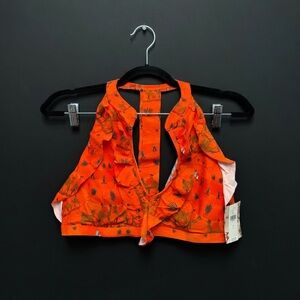 Anthropologie Vibrant Orange Patterned Bikini Top